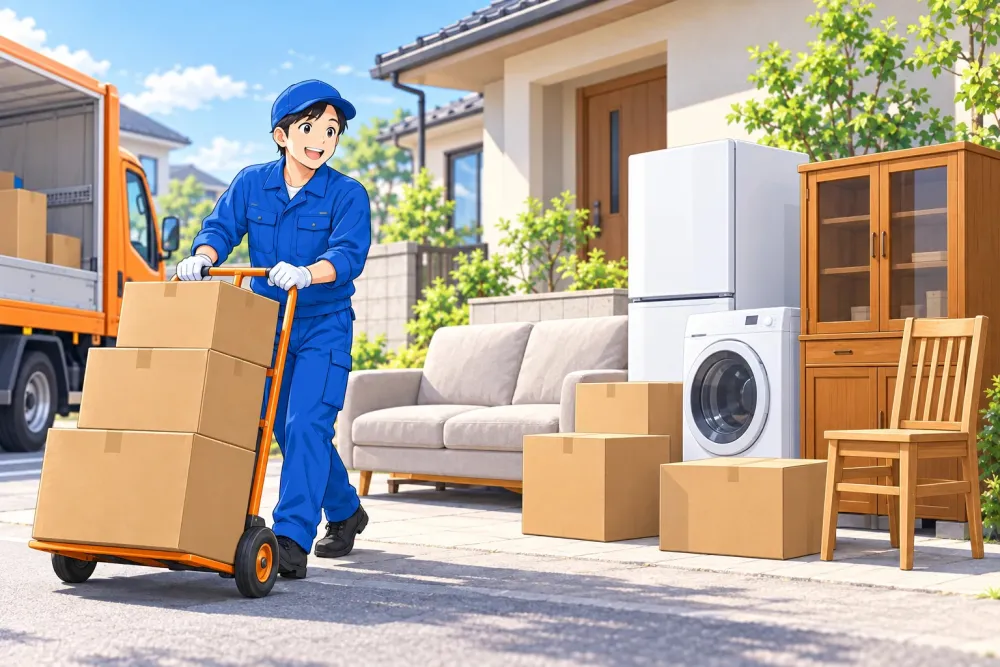 家具・家電や荷物の回収を行うスタッフのイメージ